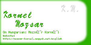kornel mozsar business card